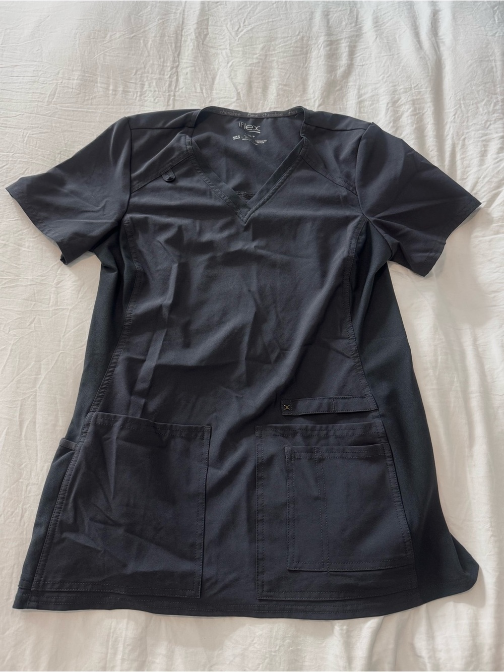 Cherokee iFlex Dark Grey V-Neck Scrub Top